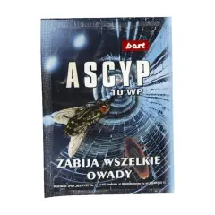 Opakowanie środka ASCYP z muchą i karaluchem. Skutecznie zwalcza owady.